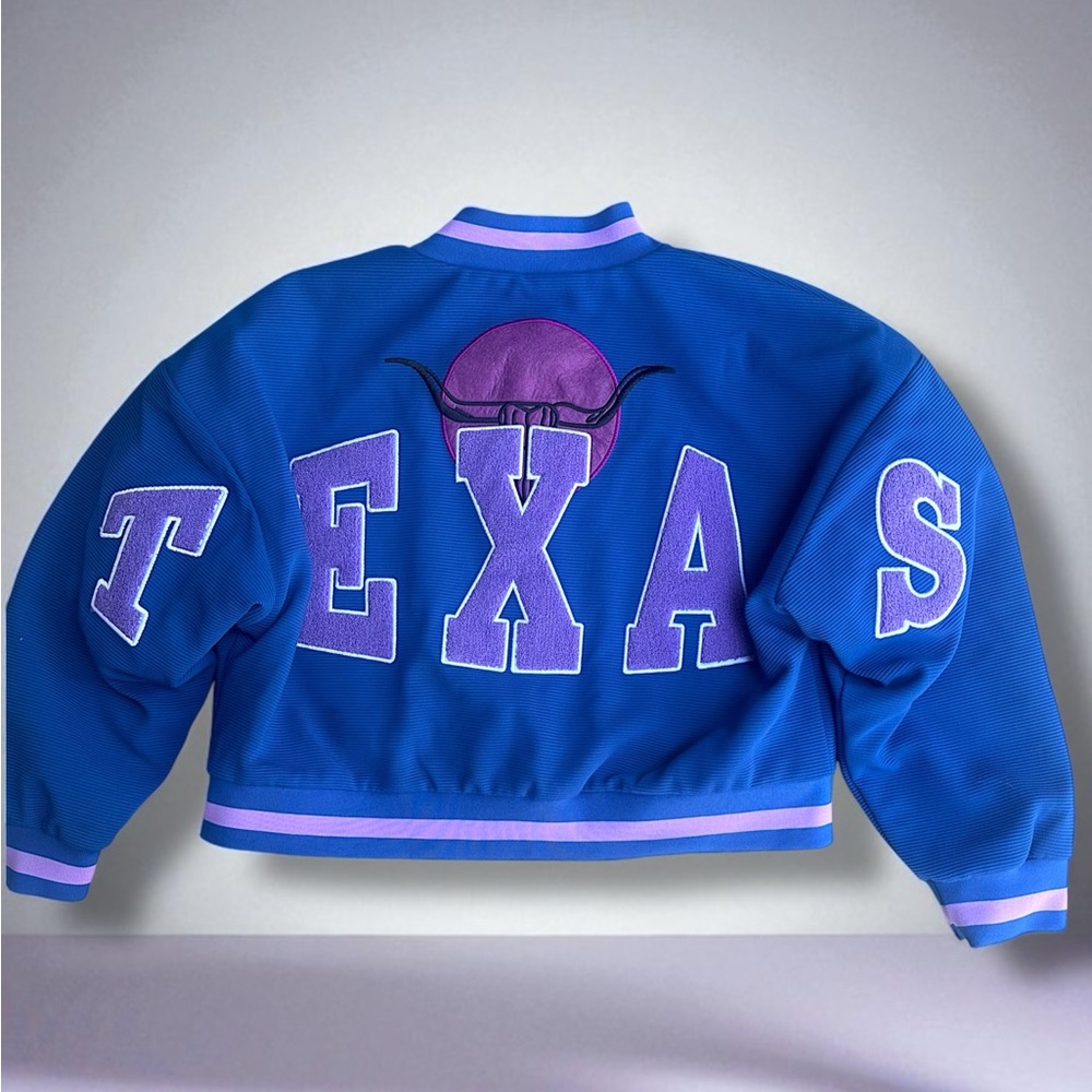 Nasty Gal Texas Back Knit Varsity Jacket 2XL